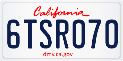 CA license plate 6TSR070