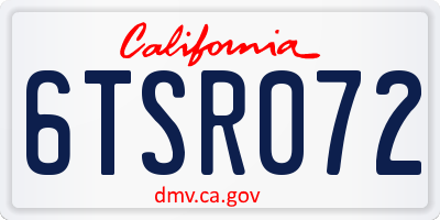 CA license plate 6TSR072