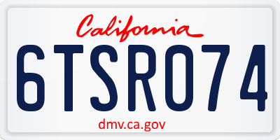 CA license plate 6TSR074