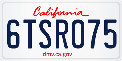 CA license plate 6TSR075