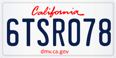 CA license plate 6TSR078
