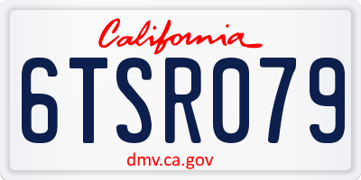 CA license plate 6TSR079