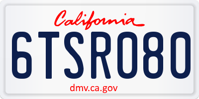CA license plate 6TSR080