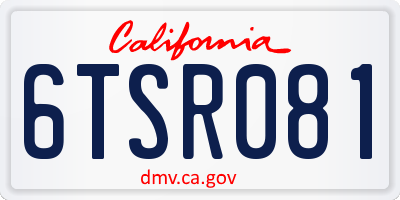 CA license plate 6TSR081