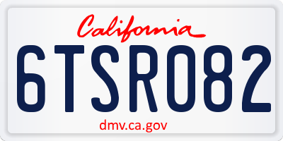 CA license plate 6TSR082