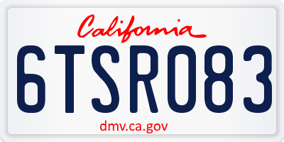 CA license plate 6TSR083