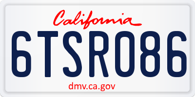 CA license plate 6TSR086