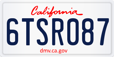 CA license plate 6TSR087