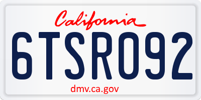 CA license plate 6TSR092