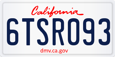 CA license plate 6TSR093