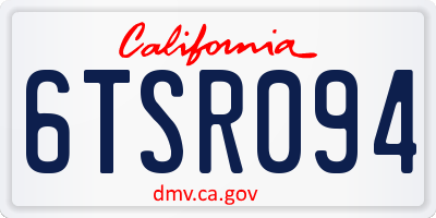 CA license plate 6TSR094