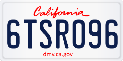 CA license plate 6TSR096