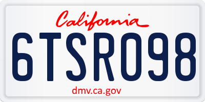 CA license plate 6TSR098