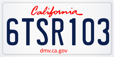 CA license plate 6TSR103