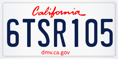 CA license plate 6TSR105