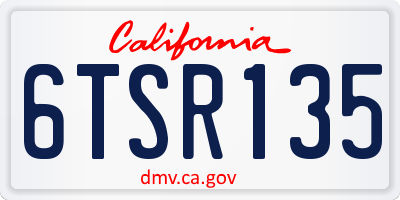 CA license plate 6TSR135