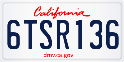 CA license plate 6TSR136