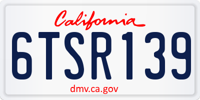 CA license plate 6TSR139