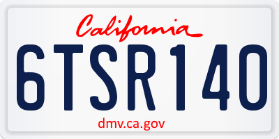 CA license plate 6TSR140