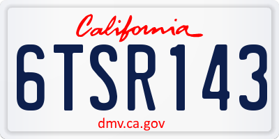 CA license plate 6TSR143