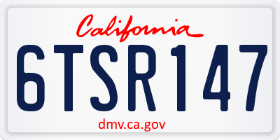 CA license plate 6TSR147