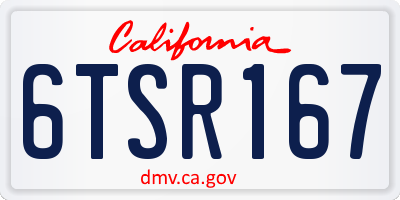 CA license plate 6TSR167