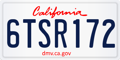 CA license plate 6TSR172