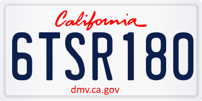 CA license plate 6TSR180