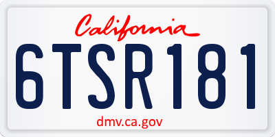 CA license plate 6TSR181