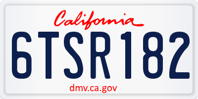 CA license plate 6TSR182