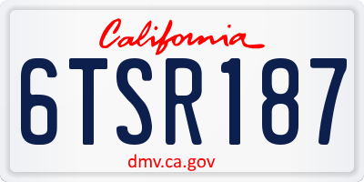 CA license plate 6TSR187