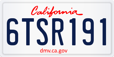 CA license plate 6TSR191