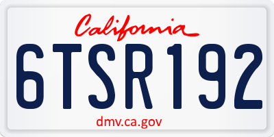 CA license plate 6TSR192