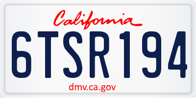 CA license plate 6TSR194