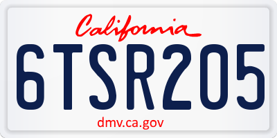CA license plate 6TSR205