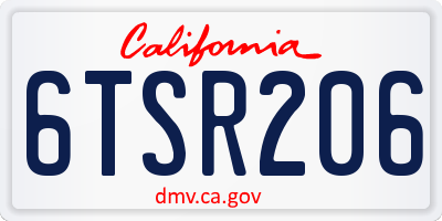 CA license plate 6TSR206