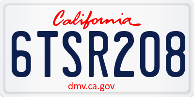CA license plate 6TSR208
