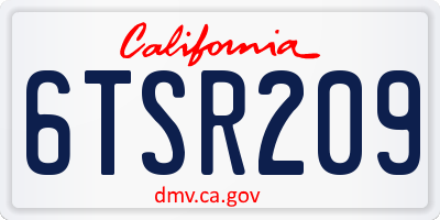 CA license plate 6TSR209