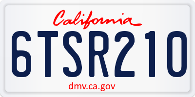 CA license plate 6TSR210