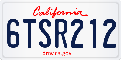 CA license plate 6TSR212