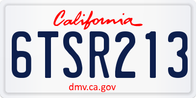 CA license plate 6TSR213