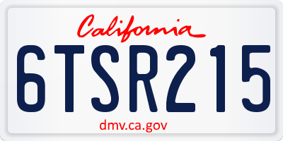 CA license plate 6TSR215