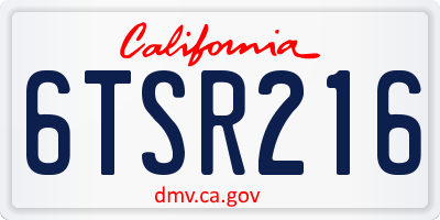 CA license plate 6TSR216