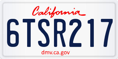 CA license plate 6TSR217