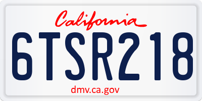 CA license plate 6TSR218