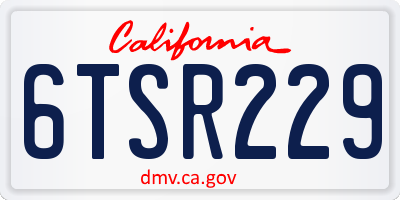 CA license plate 6TSR229