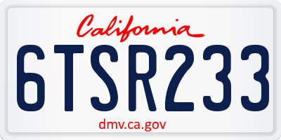 CA license plate 6TSR233