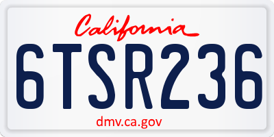 CA license plate 6TSR236
