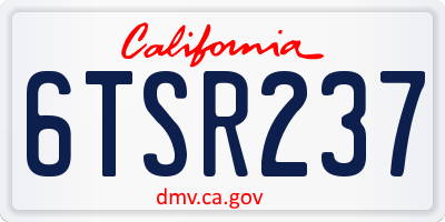 CA license plate 6TSR237