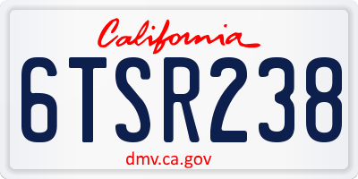 CA license plate 6TSR238